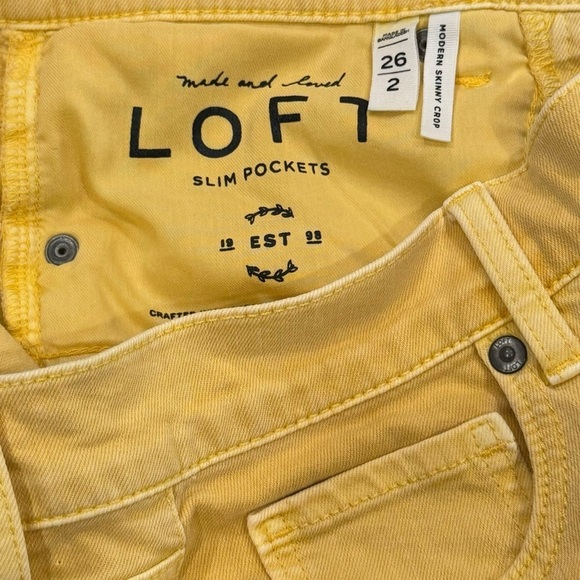 Ann Taylor LOFT Size 26/2 Yellow Modern Skinny Cropped Jeans Raw Hem - Picture 3 of 7